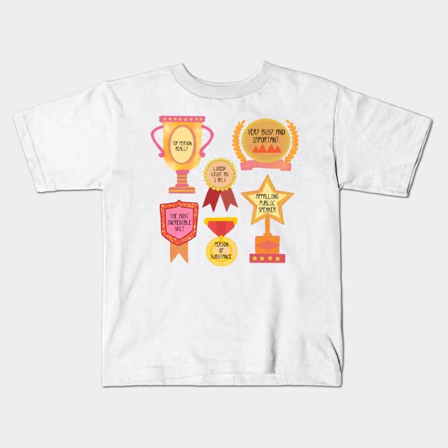 Bridget Jones inspirational trophies Kids T-Shirt by rachaelthegreat